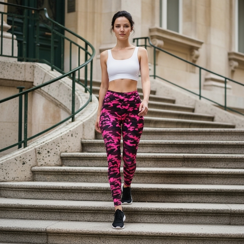 Calvin Klein BADDIE Streetwear Performance Leggings NWOT Pink Black CAMO Print M